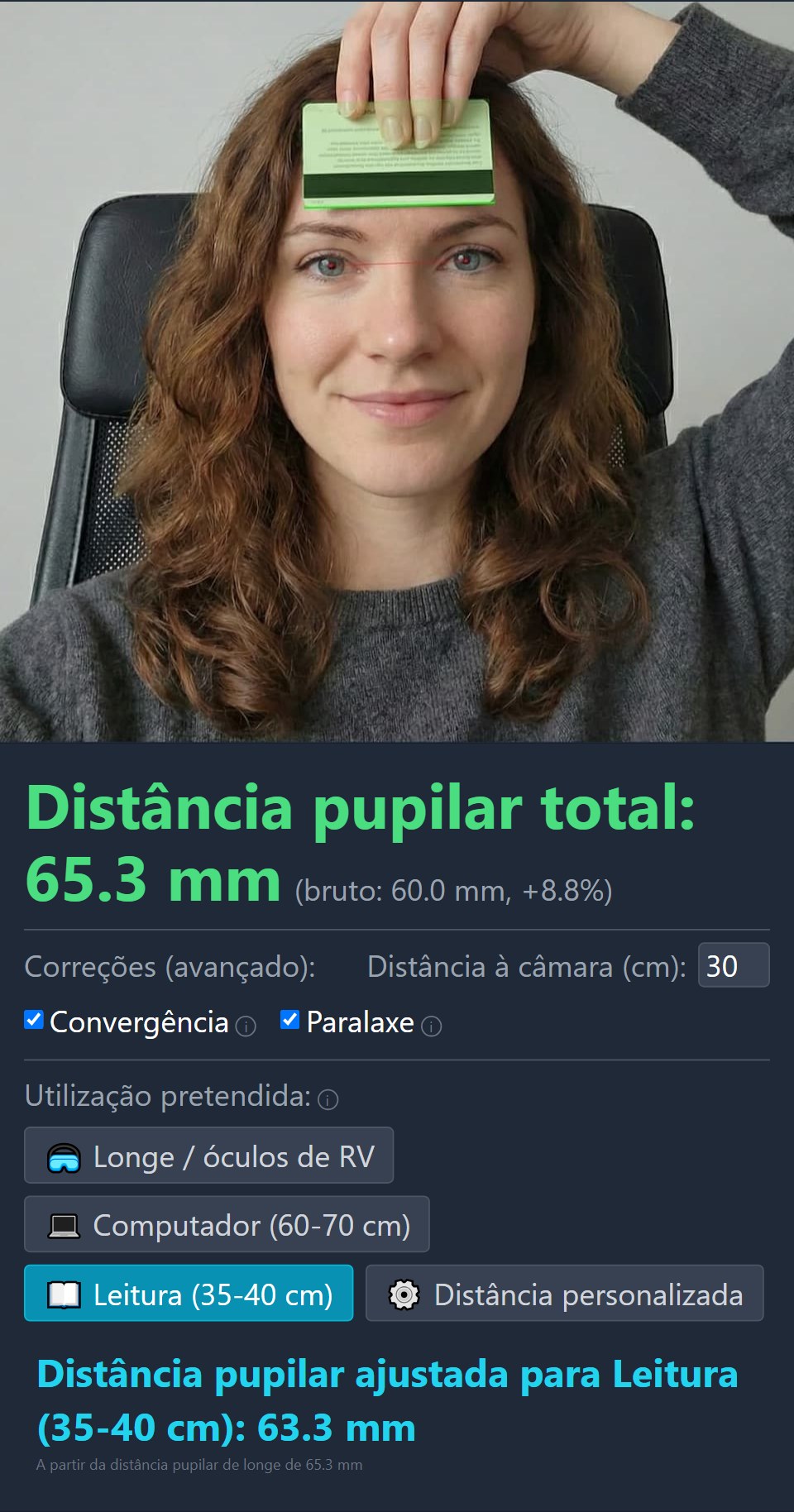 Resultado da medição precisa da DP